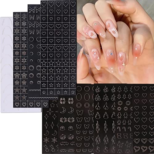 10 Sheets Airbrush Nail Stencils Stickers for Nail...