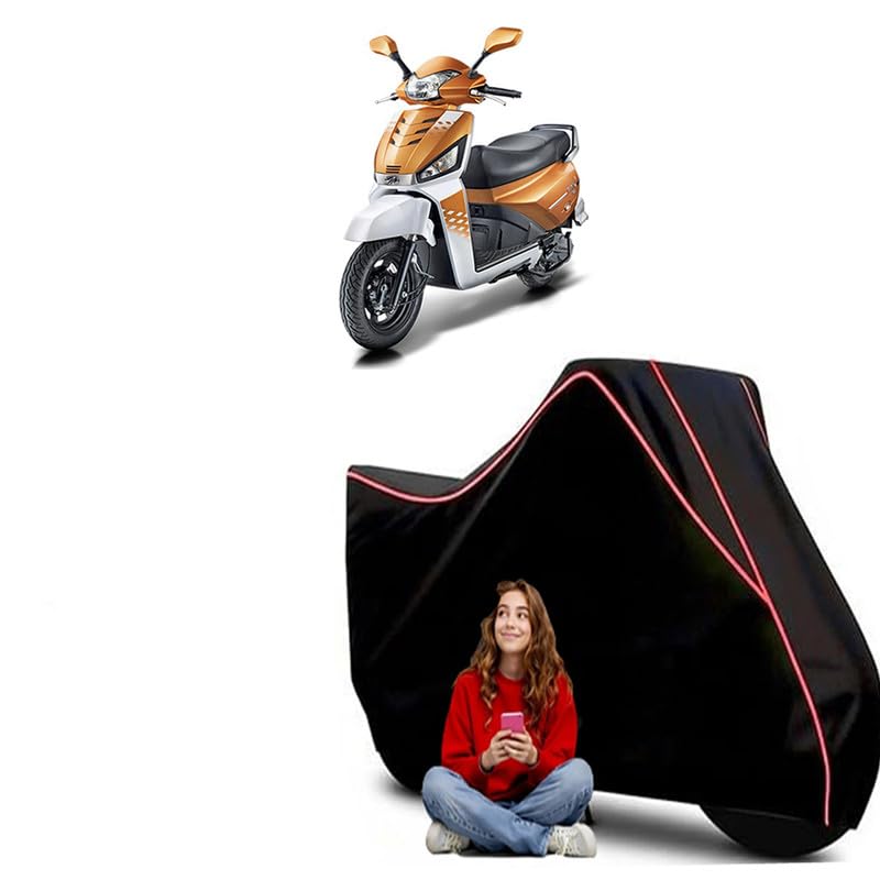 Image of Avenis OBD2-A Scooty Bike Cover Water Resistant Outdoor Use Universal Fit Scooters Motorcycles Heavy Duty UV Protection Dust Rain Scratch Resistant Elastic Bottom Black Blue Piping