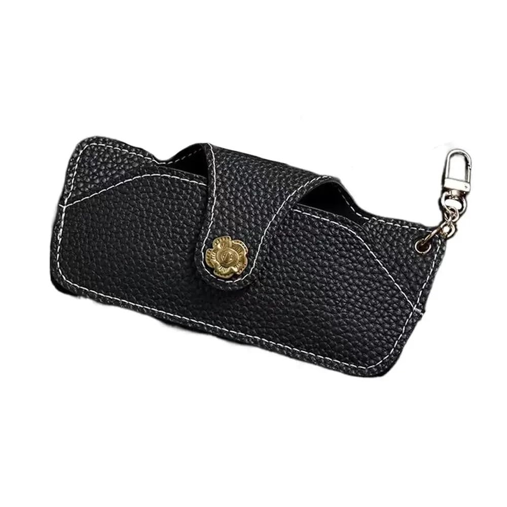 2/4/6PCS Custodia protettiva per occhiali da sole in morbida pelle PU tinta unita custodia protettiva portatile impermeabile (nero, 6 pezzi), Nero , Taglia unica