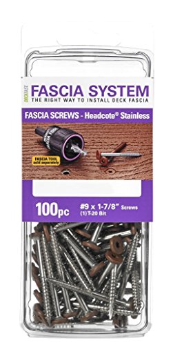 Deckfast Stainless Steel Fascia Screws 9 x 1-7/8 T-20 Star Drive Chocolate 100 Pieces