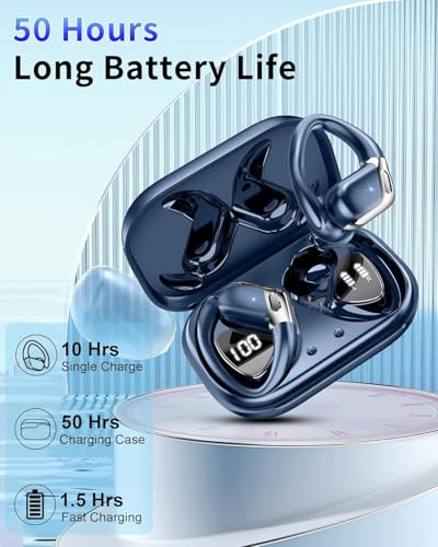 Image of Wireless Earbuds 2026, Bluetooth 5.4 Headphones Sport, 50H Deep Bass Sound Over Ear Buds with 4 ENC Noise Cancelling Mic, Dual LED Display, IP7 Waterproof Earphones with Earhook for Running /Gym