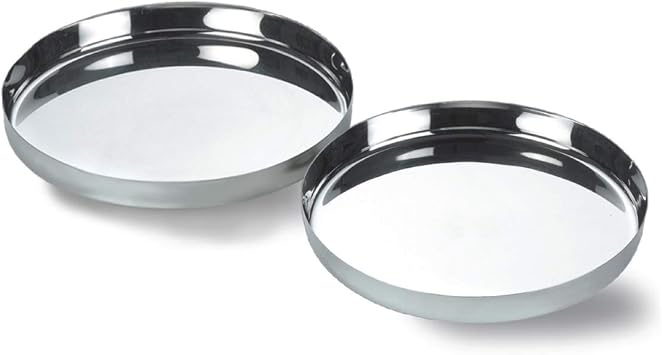 Vinod Stainless Steel Traditional Dinner Plate/Bhojan Thali/Khumcha Thali Set of 2, Size 28 CM