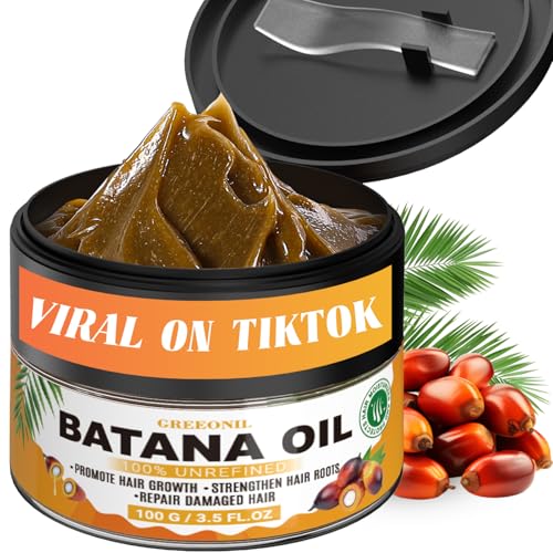 GREEONIL Batana Oil for Hair Growth, 100% Unrefined, Organic and Natural Dr Sebi Raw Batana Oil for Men Women, Prevents Hair Loss, Eliminate Frizzy, Damaged and Split Ends, 3.5 Oz