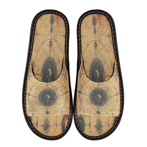 KLL Spa Shower Slippers Indoor Washable Cute Home Beach Non Slip Sandals for Travel Airplane Hotel 10.5-11 Boho Vintage Mysterious Symbols