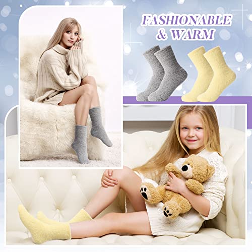Image of Handepo 60 Pairs Women Fuzzy Socks Bulk Winter Warm Soft Fluffy Crew Sleeping Slipper Socks for Back to School Birthday Gifts