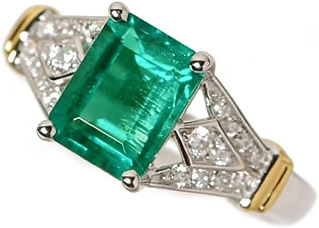 Fashion Jewelry Elegant Women 14k White Gold Filled Square Cut Emerald Gemstone Birthstone Wedding Bridal Band Ring Size 6-10