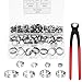 150Pcs 304 Stainless Steel Single Ear Hose Clamp with Ear Clamp Pincer, 6-23.5mm Crimp Hose Clamp Assortment Kit Cinch Rings Crimp Pinch Tools Perfect for Automotive, Home Appliance Line and Plumbing