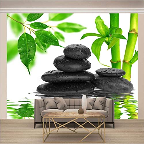 Papel Pintado De Fondo De Tv - Piedra Y Bambú Zen Papel Tapiz Para Decoración De Sala De Estar Mural 3D Sin Costuras Papel Tapiz Para Sala De Estar Dormitorio Peel And Stick Fo 140(ancho)x70(alto) cm