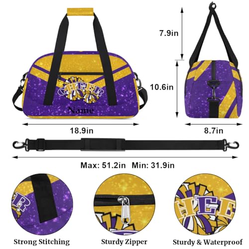 Vintage Yellow Purple Personalized Duffle Bag for Kids Custom Dance Ballet Bag with Name Lightweight Travel Weekender Overnight Bags Sport Gym Duffel Bag Workout Carry On Tote for Girls Boys2