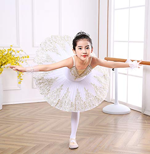 Oridoor Girl's Camisole Skirted Leotard Ballet Dress Lace Sequin Ballet Tutu Skirt Swan Ballet Costumes For Competition White, Tag-150 #TOP3