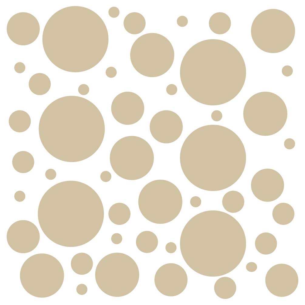 Set of 100 (Beige) Vinyl Wall Decals - Assorted Polka Dots Stickers - Removable Adhesive Safe on Smooth or Textured Walls - Round Circles - for Nursery, Kids Room, Bathroom Decor