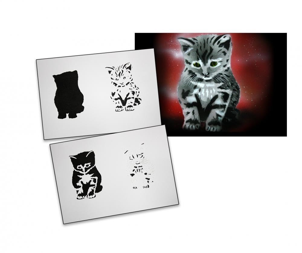 AS-098 cat Airbrushschablone Step by Step Grösse XL