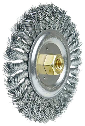 Image of Weiler 79804 6 inch Dually Filler Pass Weld Cleaning Brush, .023 inch Steel Wire Fill,5 /8 inch-11 UNC Double-Hex Nut, Made in the USA (Pack of 5)