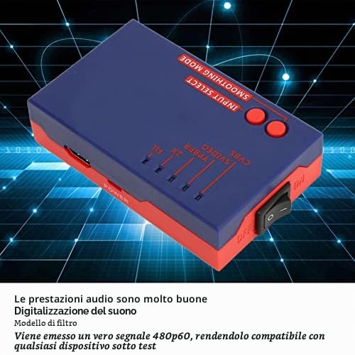 Convertitore per Convertitore Retro Scaler 2x, Multimediale da AV a HD, modalità Filtro e Passaggio, Adattatore per Videogiochi Senza Ritardi, Interfaccia Compatibile per (BLUE)
