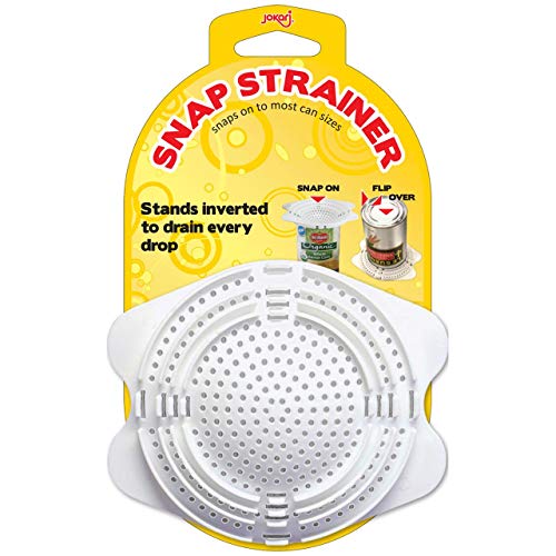 Jokari 06037 Colador de latas a presión, color blanco, talla única, ahorra tiempo, reduce el desorden, se adapta a la mayoría de tamaños de latas