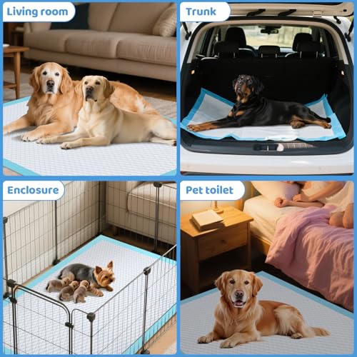 Image of Gimars 130G Thicker Extra Large 36in x 51in Puppy Pads - XL Dog Pee Pads with Reinforced Edges for Large Breeds & Multi-Dog Homes, 100% Leakproof, 48H Absorption, Indoor Training & Floor Protection