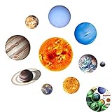 9-Planeten Sonnensystem Wandsticker, Creatiees Leuchtsticker Sonne Erde Fluoreszierend Wandaufkleber Hausdekoration Wanddekoration für Kinderzimmer Kindergarten Baby Schlafzimmer Wohnzimmer