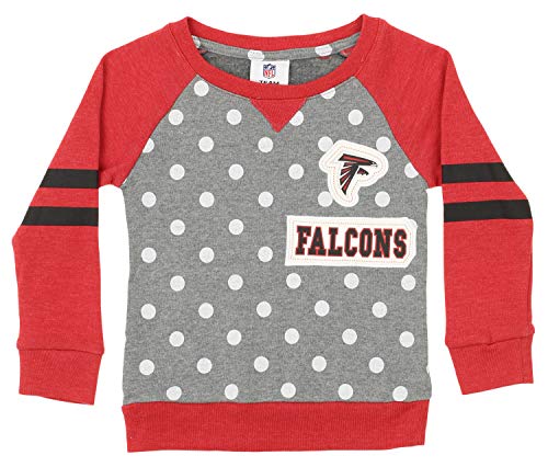 Outerstuff NFL Little Girls (4-7) Team Logo and Polka Dot Print Long Sleeve Crew, Atlanta Falcons Medium (5-6)