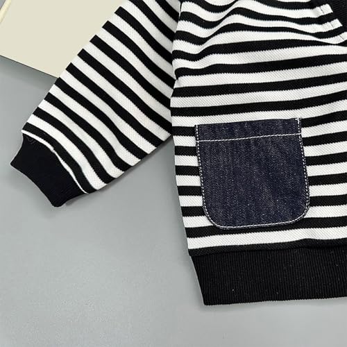 EnJoCho Children's Striped Coat Spring And Fall New Baby Long Sleeves Teen Girls Winter Coats (Black, 2-3 Years)3