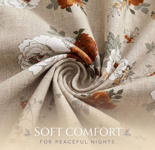 Image of BSB HOME 210 TC Cotton Feel Double Bedsheet with 2 Pillow Covers, Soft & Breathable Floral Printed Bed Sheet, Easy Care Bedding for Bedroom - 86 x 88 Inches (218 x 224 cm) (Warm Ecru)