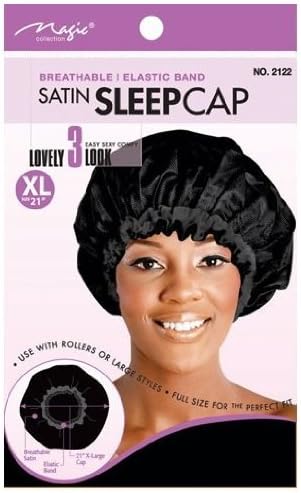 Satin Sleep Cap XL size 21 inches Black No-2122