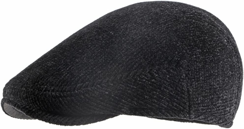 VIDI Beret Cap Men Winter Hat Ivy Newsboy Flat High Thick Warm Knitted Male Black Earflap Berets