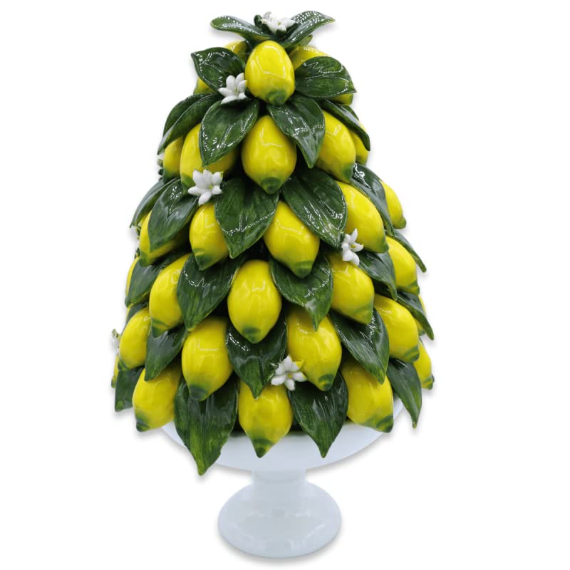 Pyramide de citrons céramique fine Sicilia Bedda objet d'art 35cm