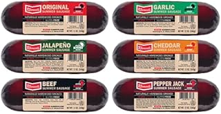 Klement's Summer Sausage Variety Pack - One 12oz Package of Each Flavor (Original, Garlic, Jalapeno, Cheddar & Pepper Jack) & 10oz Package of Beef