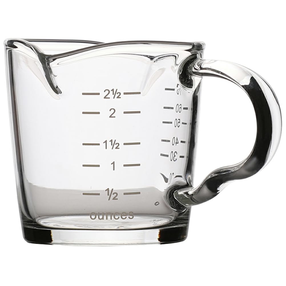 YARNOW Glass Cup Measuring Cup with Handle Espresso Coffee Cup Small Milk Cup Clear Measuring Jug 70ml