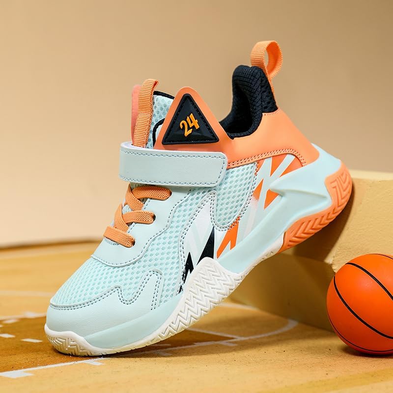 Girl's Boy’s Basketball Shoes Kids Fashion Comfortable Sneakers Breathable Leightweight Outdoor Sport Non Slip Shoe 5 Big Kid Green image 5 of 7 B0DYNLQ2D4