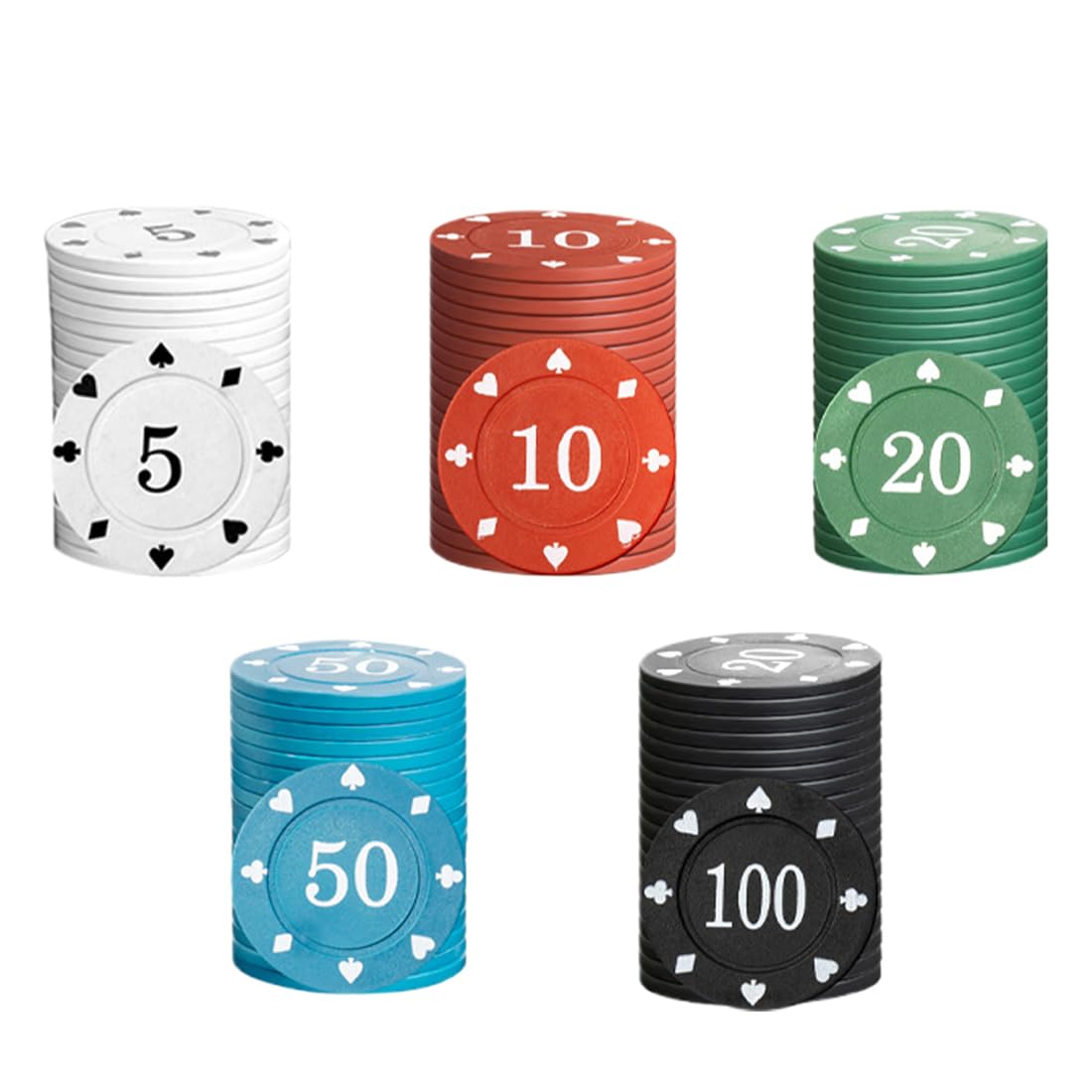 WeddHuis 100PCS Fiches da Poker, Set da Poker, 5 Colori