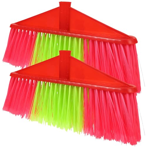 Ipetboom 2 Pack Plastic Broom Heads Replacement Sweeper Head for Brooms Kitchen Broom Part Easy to Clean Home Floors Random