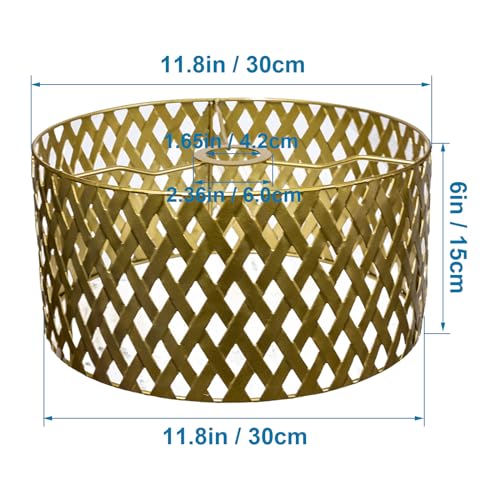 Osasy OS24-1PG01-15ZT(USA) Drum Lamp Shades Gold Metal Shade,Hollow-Out Design Hand-Crafted thumb #1