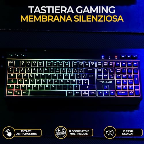 Combo TUNGSTEN - Tastiera e Mouse Wireless Tripla Connessione 2.4GHz / Bluetooth / USB - Tastiera Gaming ITALIANA, RGB e Macro Custom - Mouse Gaming Wireless 6400 DPI - PC / PS4 / PS5 / XBOX - Tastiera gaming - Immagine 3