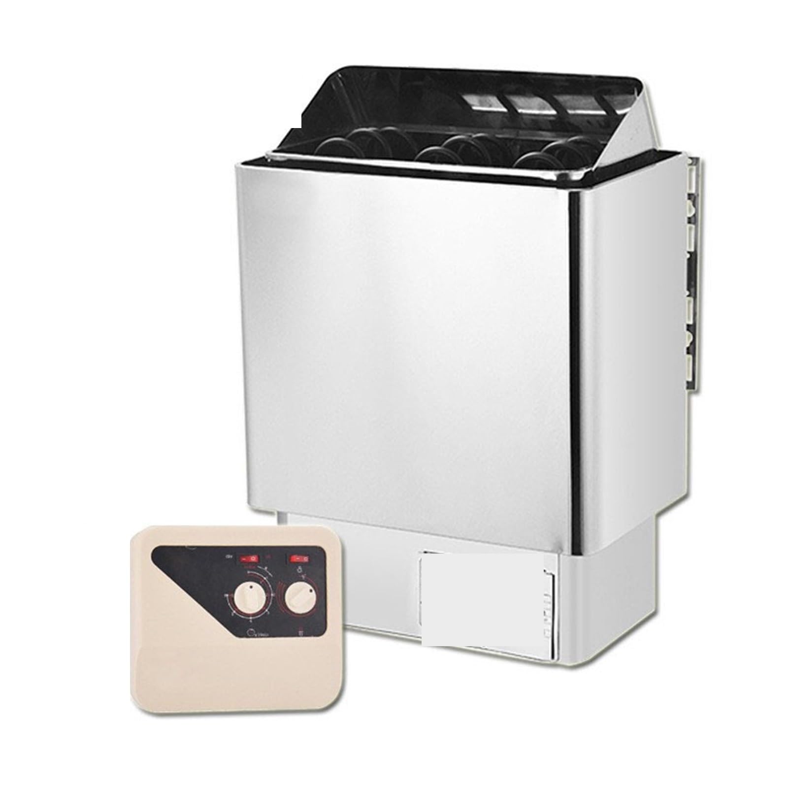 Heimsauna, Schwitzsaunaofen mit interner Steuerung und externer, Trockendampfofen, gewerblicher Haushalt, kleine Trockendampfmaschine aus Edelstahl Sanfter Dampf(Knob,6W)