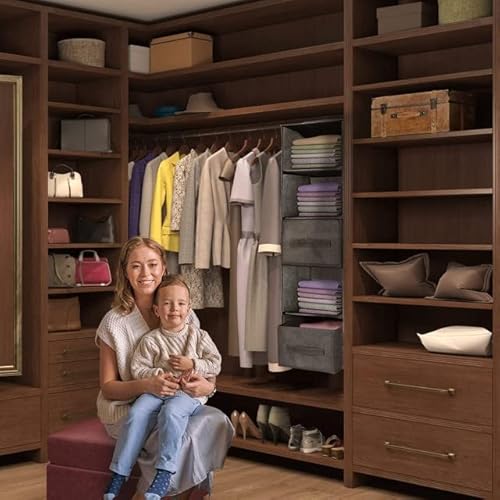 Puikus Closet Hanging Shelves - Clothes Organizer And Storage For Sweater Jeans Shirt - Dorm Wardrobe Nursery Rv Room - Kids Closet Hanging Accessories | 5-Shelf Drawers Hanger #TOP4