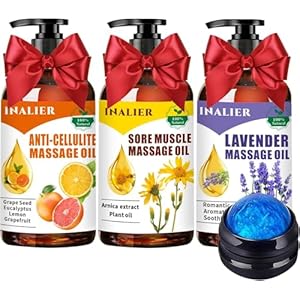 Mothers Day Gifts for Wife,Massage Oils for Date Night,Fathers Day Gift,Spa Gift Set for Sore Muscle,3 Pack Cellulite,Sore Muscle & Lavender Massage Oils for Massage Therapy with Massage Ball Mothers Day Gifts for WifeMassage Oils for Date NightFathers Day GiftSpa Gift Set for Sore Muscle3 Pack CelluliteSore Muscle Lavender Massage Oils for Massage Therapy with Massage Ball