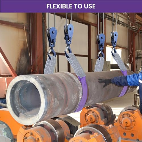 Image of Shield Flex Heavy Duty Lifting Sling Belt (Pack of 1) | Polyester Webbing Flat Belt for Material Handling, Towing, Construction & Industrial Use (1 Ton 4 Mtr)