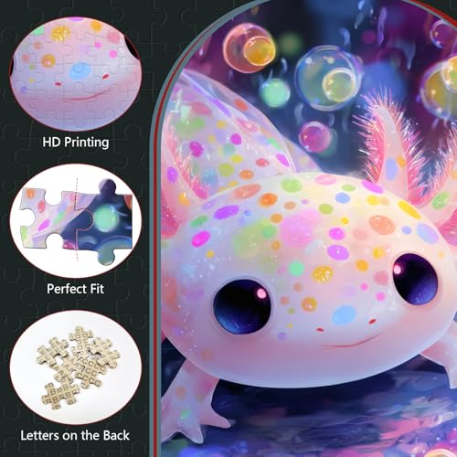 Rompecabezas de 300 piezas para adultos Axolote con burbujas 15x10 pulgadas | Rompecabezas lindo para adultos y niños decoración de hogar regalo de cumpleaños miniatura 4