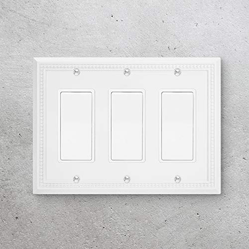 Image of Henne Bery Sunken Pearls Heavy Duty Decorative Wall Plate Switch Plate Outlet Cover (Triple Decorator, White)