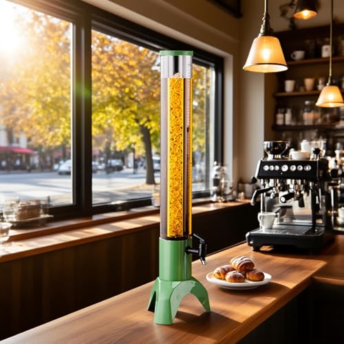 UrbanUp Dispensador de Cerveza Dispensador de Bebidas Alto para Fiestas, Bar en Casa, Dispensador de Bebidas Luminoso con Cilindro de Hielo, Dispensador de Limonada Transparente(Green,3L)