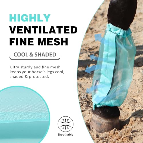 Image of Universal Size Horse Leggings Fine Mesh Greatly Reduce Stomping Breathable Horse Boots Leg Wraps (Set of 4) Summer Mint
