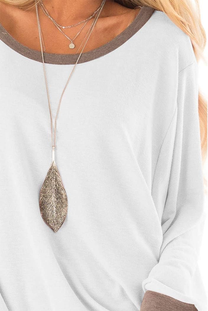 Fallorchid Womens Long Sleeve Tops Crew Neck Tunics Clothes Casual Color Block Sweatshirt - Image 4