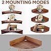 Demigo Corner Shelf Wall Mount Set of 3, Solid Acacia Wood Round Floating Corner Shelves for Storage and Display, Hanging Wood Shelves for Bedroom, Kitchen, Living Room, Bathroom (Brown) #4