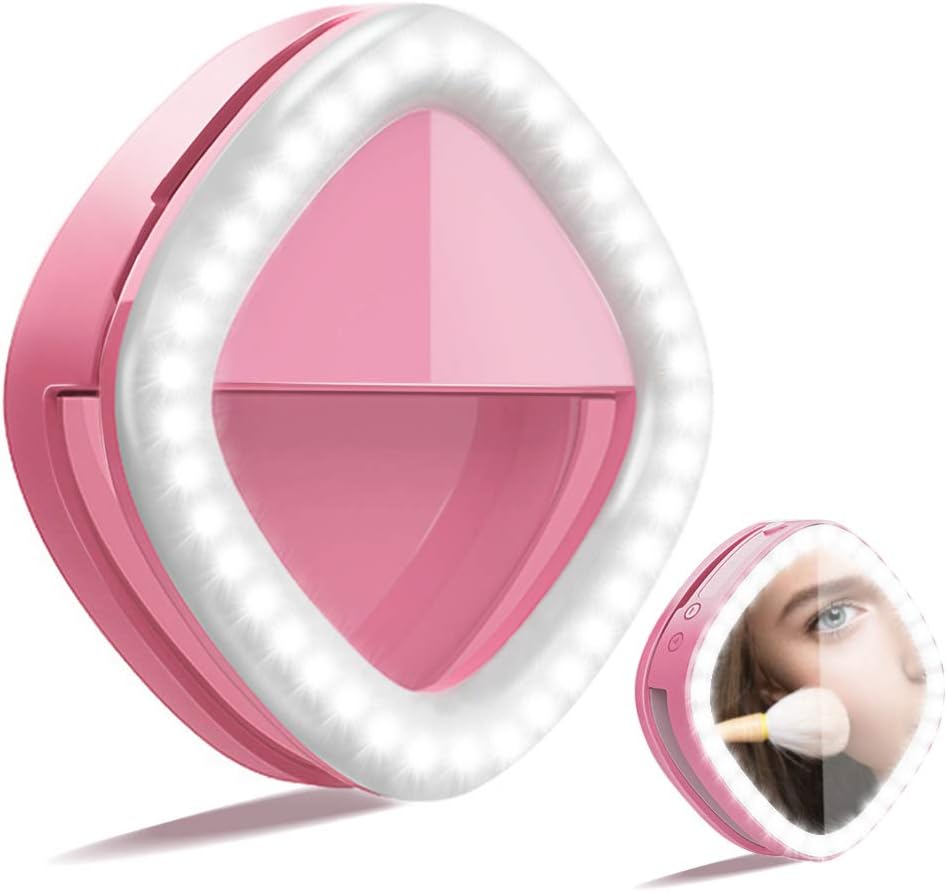 Auxiwa Selfie Light Ring Lights Circle LED Light Laptop Cell Phone Camera Photography Video Lighting Rechargeable Clip