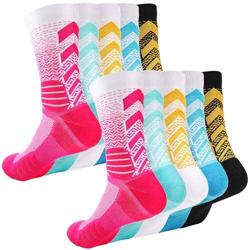 5 Pairs Basketball Socks Cushioned Athletic Crew Socks for Men Youth Adult Soccer Outdoor Football Running