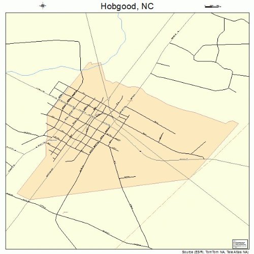 Large Street & Road Map of Hobgood, North Carolina NC Printed poster