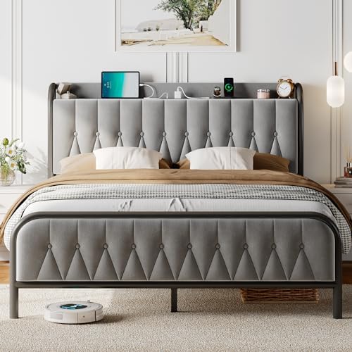 Feonase Queen Bed Frame with TypeC & USB Port, Metal