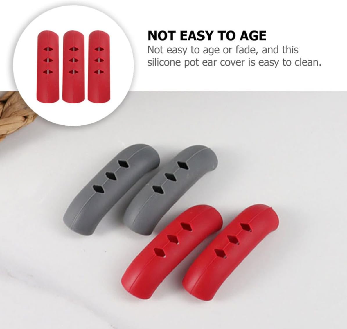 6pcs Heat-Resistant Silicone Pot Ear Covers Insulated Protective Pot Handle Holders Non-Slip Kitchen Pan Sleeve for Soup Saucepans and Woks