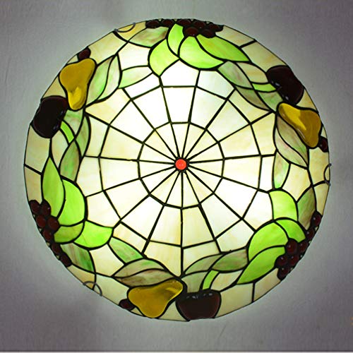 ACHNC Lámpara de Techo Estilo Tiffany, Retro Lámpara Tiffany Plafon Cocina Luces De Techo Colores con Pantalla De Vidrio Verde,E27 Luz de Techo Dormitorio Salon Baño Comedor Pasillo Ceiling Lamp,30CM